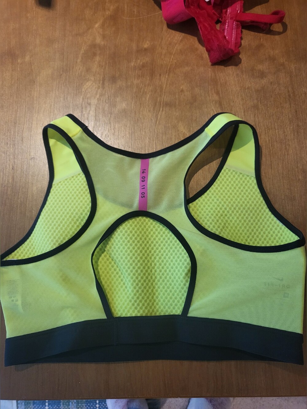 Nike Women’s Neon Yellow & Pink Performance Sports Bra - Picture 2 of 4